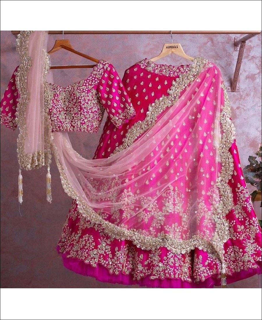 RE - Pink Colored Sequence Embroidery Work Designer Lehenga Choli