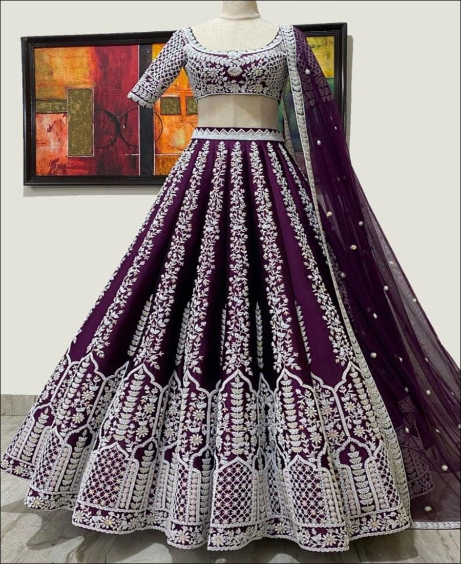 RE - Purple Colored Chinon Fabric Designer Lehenga Choli - Latest ...