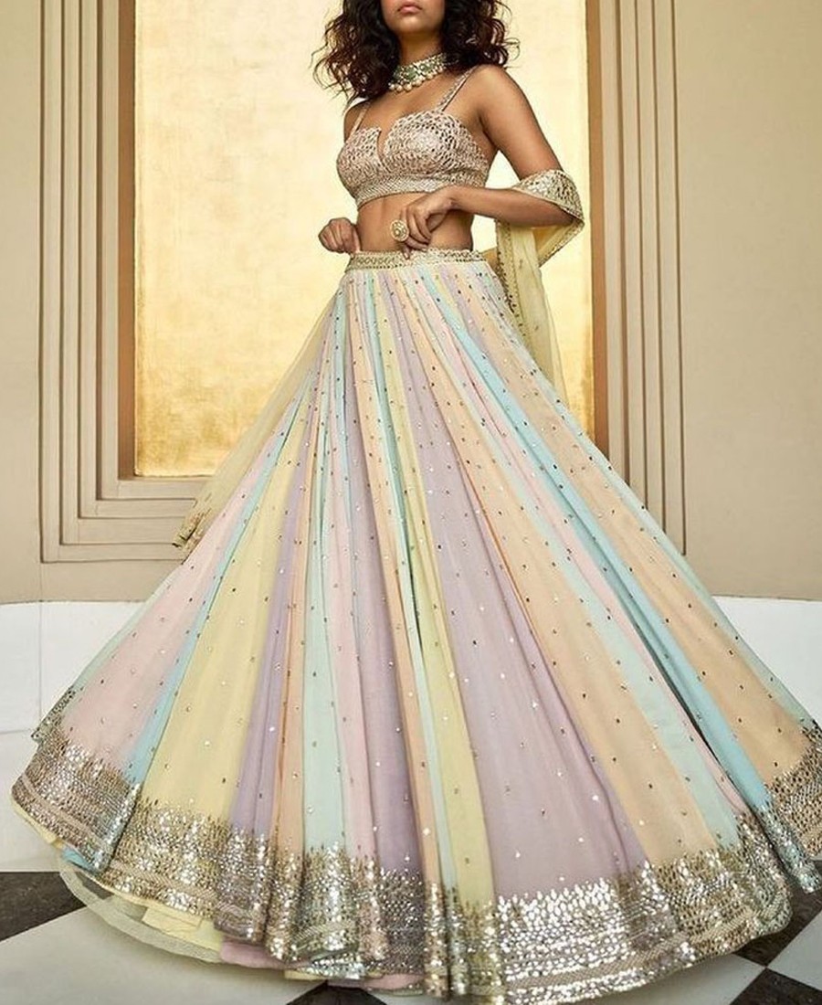 Party wear Multi colored Sequence Embroidery Work Lehenga Choli