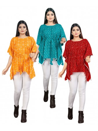 Combo of 3 Bandhani cotton Kaftan dress