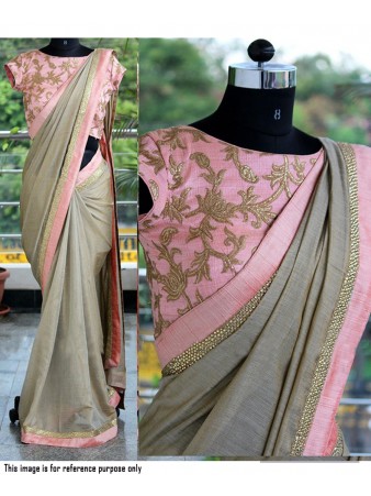 RE - Classic warm grey chanderi silk fancy kasab work saree