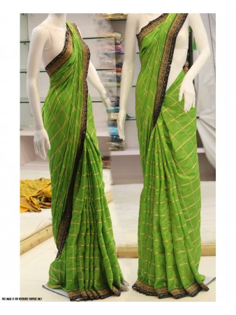 GW - partywear green jacquard viscose diamond work saree 