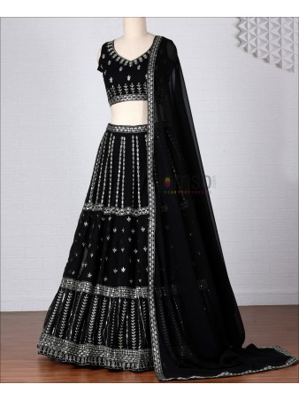 Partyblack Georgette Sequence Embroidered Lehenga Choli