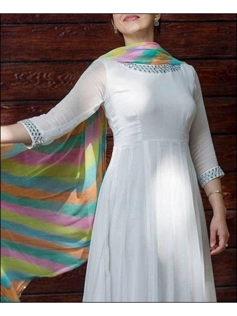 White color Georgette Anarkali dress