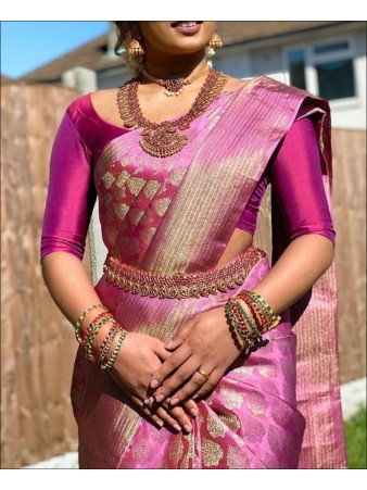 CM - Pink Colour Lichi Silk Saree