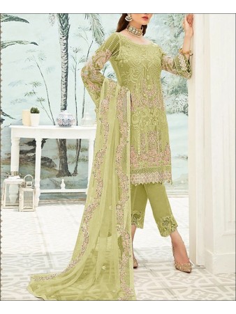 RF - Green color Greorgette Straight Suit.