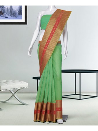 RE - Desirably Light green Manipuri Silk woven saree