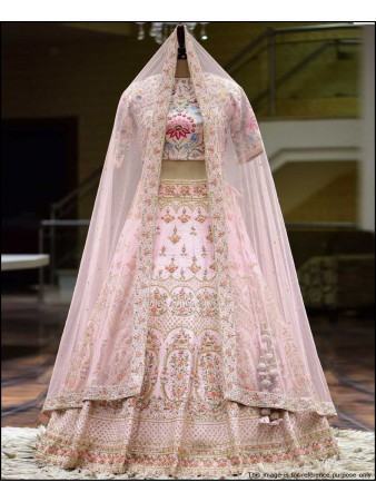 VF - Heavy Viking silk baby pink embroidered sequence lehenga